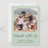 エレガントな写真 ウェディング レセプション セージ 誘 invitation 案内状 (正面)