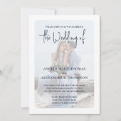 エレガントな写真 シンプルなQRコード 招待状 ダスティーグレー (正面)