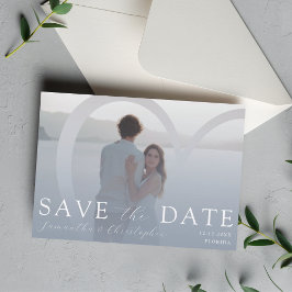 エレガントな写真 ダスティブルーとシルバーハートの結婚式 シーズンカード