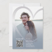 エレガントな写真 ダスティブルーとシルバーハートの結婚式 招待状 (裏面)