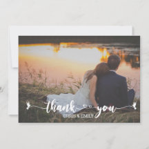 エレガントな写真 ハートと鳥のカリグラフィー お礼