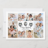 エレガントな写真　ブラックホワイト　クリスマス シーズンカード (正面)