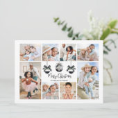 エレガントな写真　ブラックホワイト　クリスマス シーズンカード (スタンド正面)