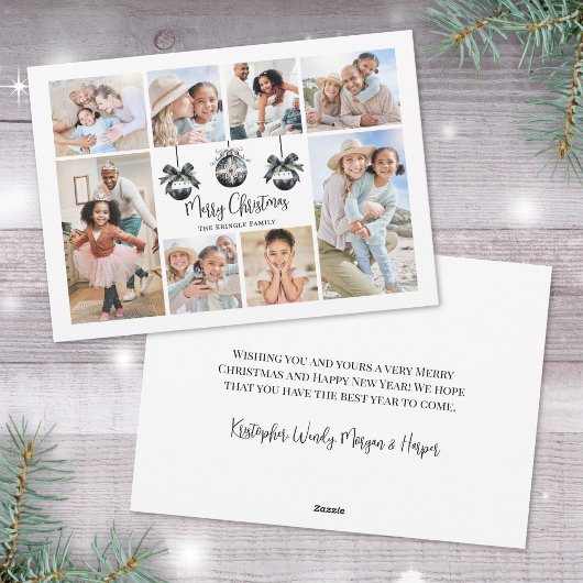 エレガントな写真　ブラックホワイト　クリスマス シーズンカード