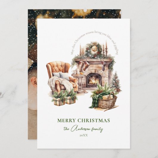 エレガントな写真 ホリデーカード (正面/裏面)