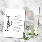 エレガントな写真　モノクロエンゲージパーティー 招待状