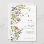 エレガントな写真 ワイルドフラワー ボヘミアンスタイルのウェディング 招待状 (正面)