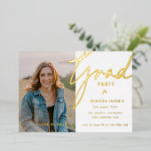 エレガントな写真 卒業パーティー フォイル招待状 箔招待状 (立ち正面)