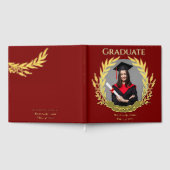 エレガントな写真 卒業パーティー ワインレッドとゴールド ゲストブック (全面)