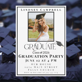 エレガントな写真 卒業パーティー / “Graduate” 招待状