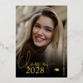 エレガントな写真 卒業 フォイル招待状 箔招待状 (正面)