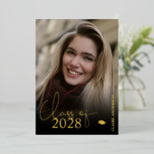 エレガントな写真 卒業 フォイル招待状 箔招待状 (立ち正面)