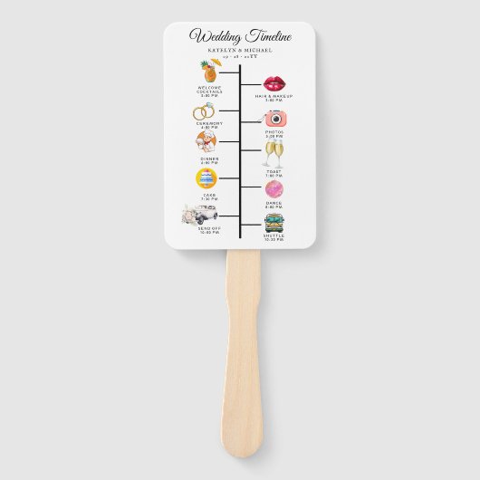 エレガントな写真 現代の結婚式プログラム ハンドファン (正面)