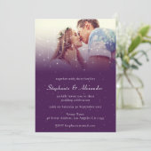 エレガントな写真 紫のストリングライト ウェディング 招待状 (スタンド正面)