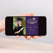 エレガントな写真 紫色の大学卒業パーティー 招待状