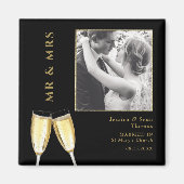 エレガントな写真, 結婚式のシャンパン マグネット (正面)