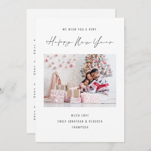 エレガントな写真 2026 カレンダー 新年おめでとう シーズンカード (正面/裏面)