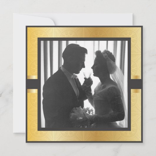 エレガントな写真 50周年結婚記念日パーティー 招待状 (裏面)