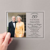 エレガントな写真 50周年 結婚記念パーティー アクリル招待状 (インサイチュ (ポータブル))