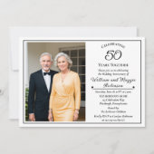 エレガントな写真 50周年 結婚記念パーティー 招待状 (正面)