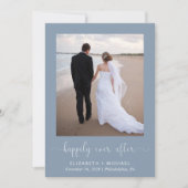 エレガントな写真QRコード ダスティーブルー ウェディングレセプション 招待状 (正面)