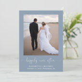 エレガントな写真QRコード ダスティーブルー ウェディングレセプション 招待状 (スタンド正面)