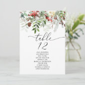 エレガントな冬のウェディングテーブル席次表カード 招待状 (スタンド正面)