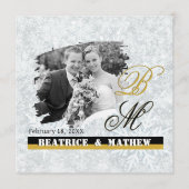 エレガントな冬のウェディングフォト / モノグラム 案内状 (正面)