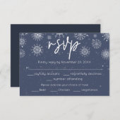 エレガントな冬のウェディング食事の選択 出欠カード (正面/裏面)