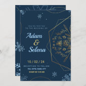 エレガントな冬のウェディング 招待状 (正面/裏面)