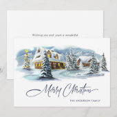 エレガントな冬のカントリー風景のクリスマスグリーティング シーズンカード (正面/裏面)