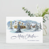 エレガントな冬のカントリー風景のクリスマスグリーティング シーズンカード (スタンド正面)