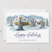 エレガントな冬のカントリー風景のクリスマスグリーティング シーズンカード (正面)