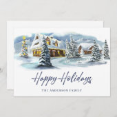 エレガントな冬のカントリー風景クリスマスグリーティング シーズンカード (正面/裏面)