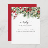 エレガントな冬のクリスマスホリデーウェディング 出欠カード (正面/裏面)