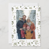 エレガントな冬のグリーンと実の写真 シーズンカード (裏面)