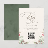 エレガントな冬のグリーンウォーターカラー結婚式QR RSVP 招待状 (正面/裏面)
