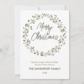 エレガントな冬のグリーンリース シーズンカード (正面)