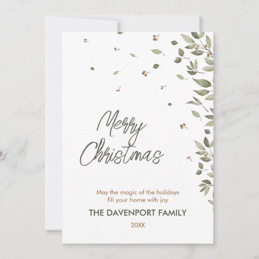 エレガントな冬のグリーン写真 シーズンカード (正面)