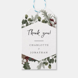 エレガントな冬のグリーン ウェディング サンクス タグ