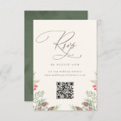 エレガントな冬のグリーン ウォーターカラー結婚式QR RSVP 招待状 (正面/裏面)