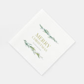 エレガントな冬のグリーン メリークリスマス スタンダードランチョンナプキン (角)