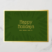エレガントな冬のグリーン Happy Holidays 法人用 箔シーズンカード (正面)