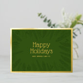 エレガントな冬のグリーン Happy Holidays 法人用 箔シーズンカード (立ち正面)