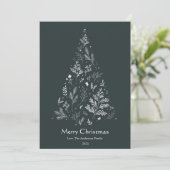 エレガントな冬のダーククリスマスツリー シーズンカード (スタンド正面)