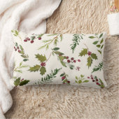 エレガントな冬のヒイラギの果実の緑の草木のクリスマス ランバークッション (ブランケット)