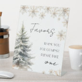 エレガントな冬のブライダルシャワー フェイバーズ テーブル 台座サイン (インサイチュ)