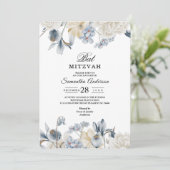 エレガントな冬のブルーとホワイトの花 招待状 (スタンド正面)