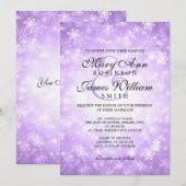 エレガントな冬の不思議の世界スパークルパープル ウェディング 招待状 (正面/裏面)