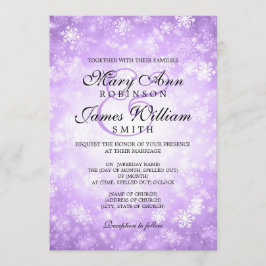 エレガントな冬の不思議の世界スパークルパープル ウェディング 招待状